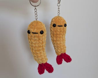 Crochet Shrimp Tempura Keyring Plush Bag Charm