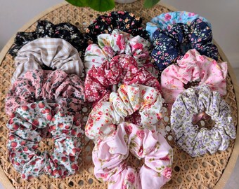 100% Cotton Handmade Scrunchie - Womens Hair Accessory Floral Ditsy Scrunchies