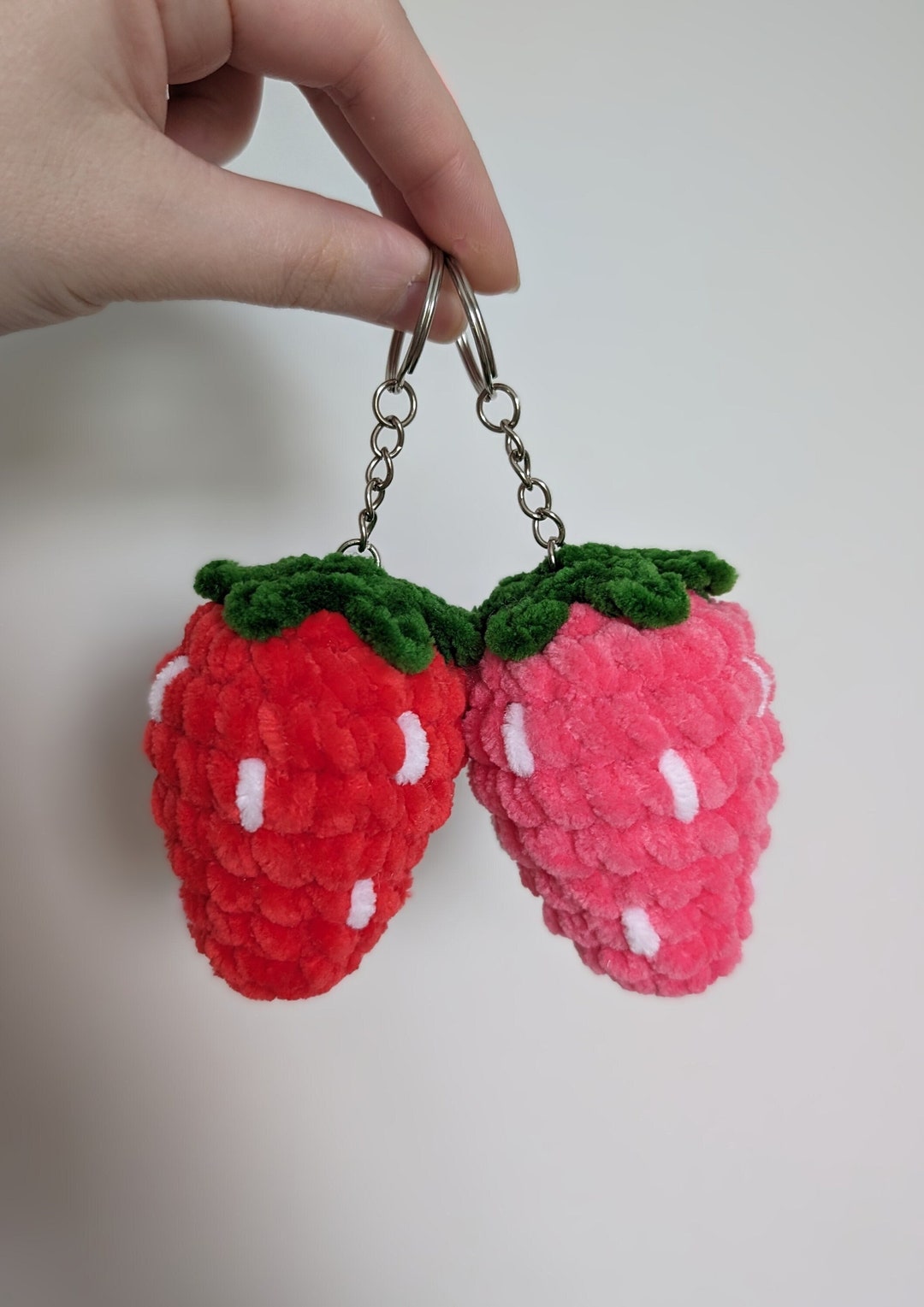 Soft Squishy Crochet Strawberry Keyring - Etsy
