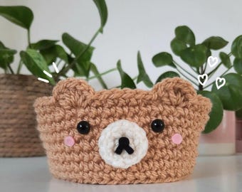 Crochet Bear Trinket Tray - Cute Desk Decor Storage Basket