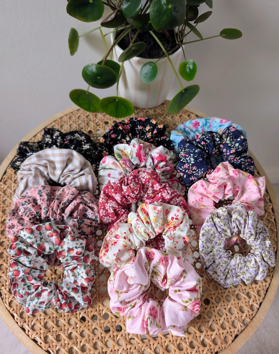 100% Cotton Handmade Scrunchie - Womens Hair Accessory Floral Ditsy Scrunchies