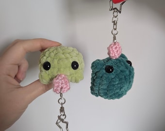 Crochet Frog With Tongue Plush Keyring Bag Charm