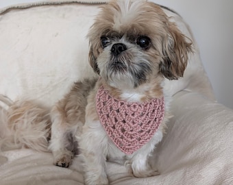 Pink Crochet Bandana Neckerchief For Dogs