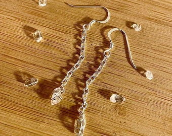 Herkimer Diamond Dainty Sterling Silver 925 Drop Dangle Earrings