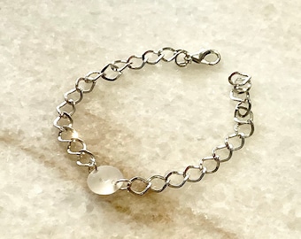 White Sea Glass Silver Plated Bracelet