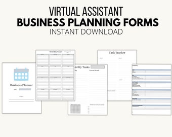 Virtual Assistant Business Planning Forms | Business Goals | Monthly Tasks | Daily Tasks | Travel Itinerary Template