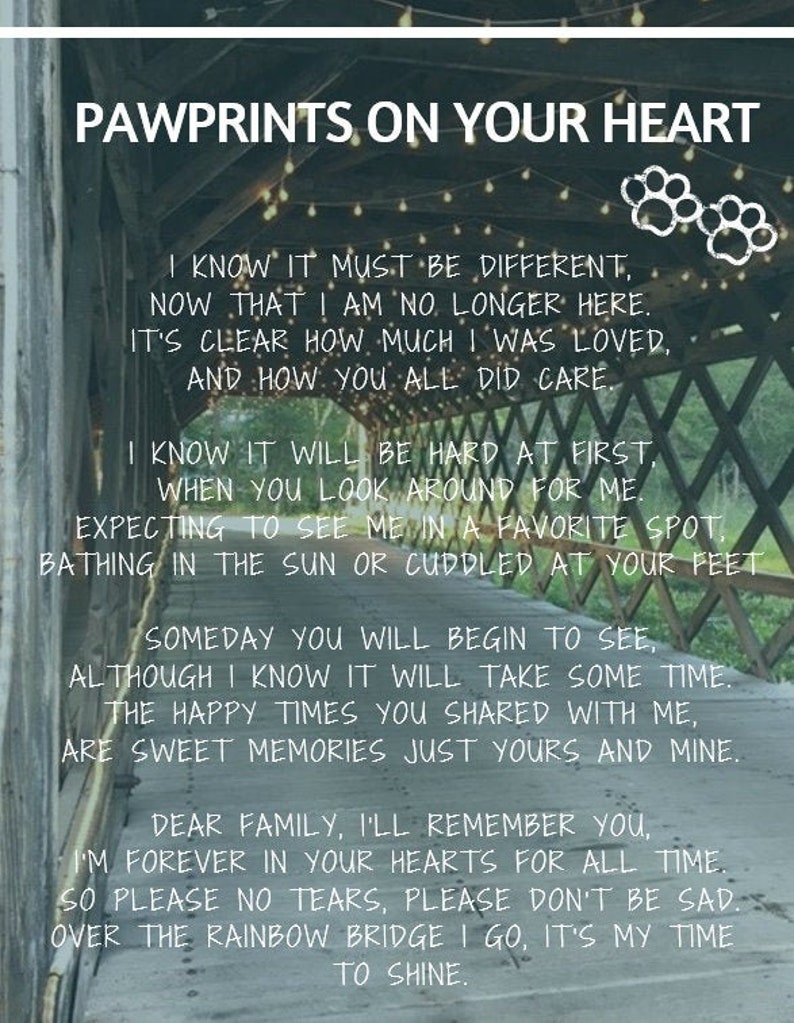 Pet Loss Poem Pet Loss Printable Pet Sympathy Gift Etsy