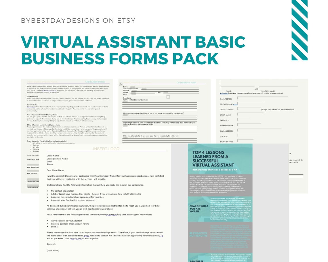 Virtual Assistant Basic Forms Templates | Etsy