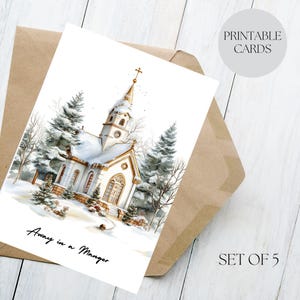 Biglietti di auguri natalizi stampabili per la chiesa, confezione da 5 biglietti per le feste, biglietti di Natale religiosi, biglietti di Natale cristiani