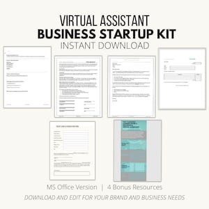 Virtueller Assistent Business Start Kit | Druckbare VA Forms + Templates Bundle (bearbeitbare MS Office Vorlagen)