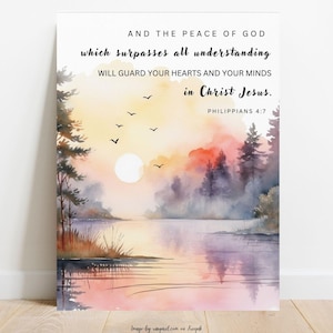 Philippians 4:7 Canvas Wall Hanging | Bible Verse Canvas Art | Christian Wall Decor | Scripture Wall Art | Faith-Based Home Decor