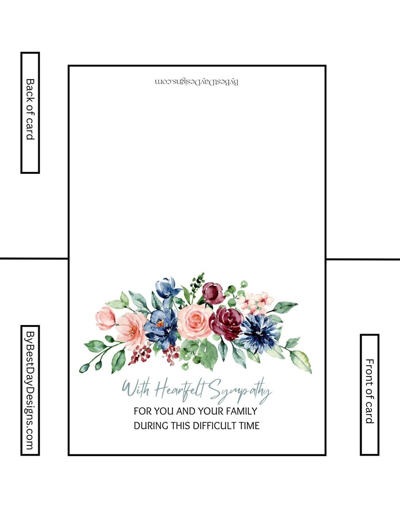 Printable SYMPATHY Card, With Heartfelt Sympathy, Condolences Card ...