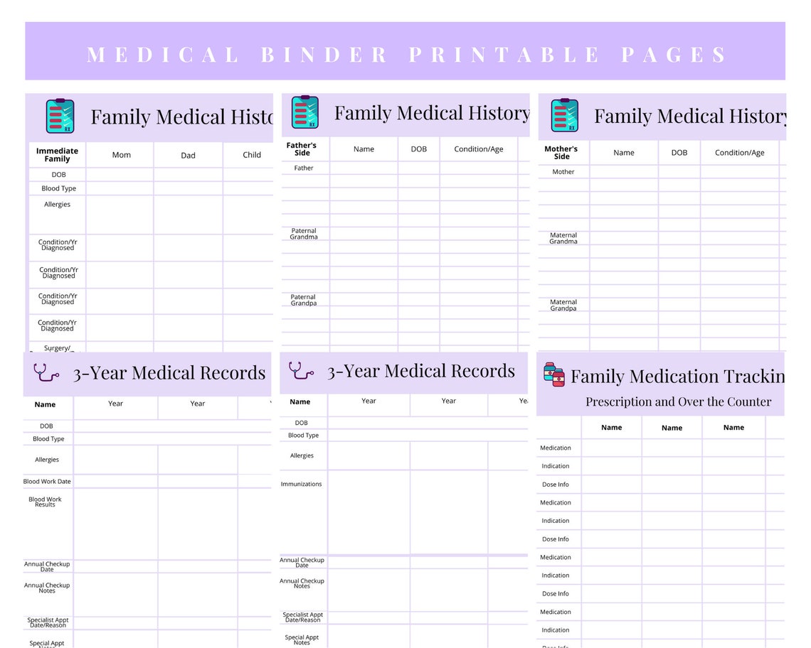 Printable Medical Planner Medical Binder, Medical Tracking A5 - Etsy