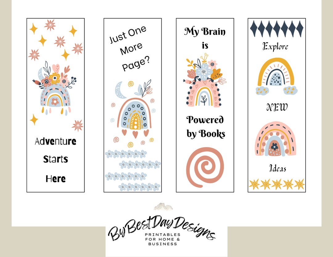 Printable Bookmarks for Kids Printable Bookmark Set DIY - Etsy