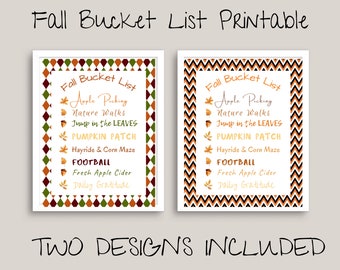 Fall Bucket List Fall Printables, Fall Wall Art, Autumn Decor