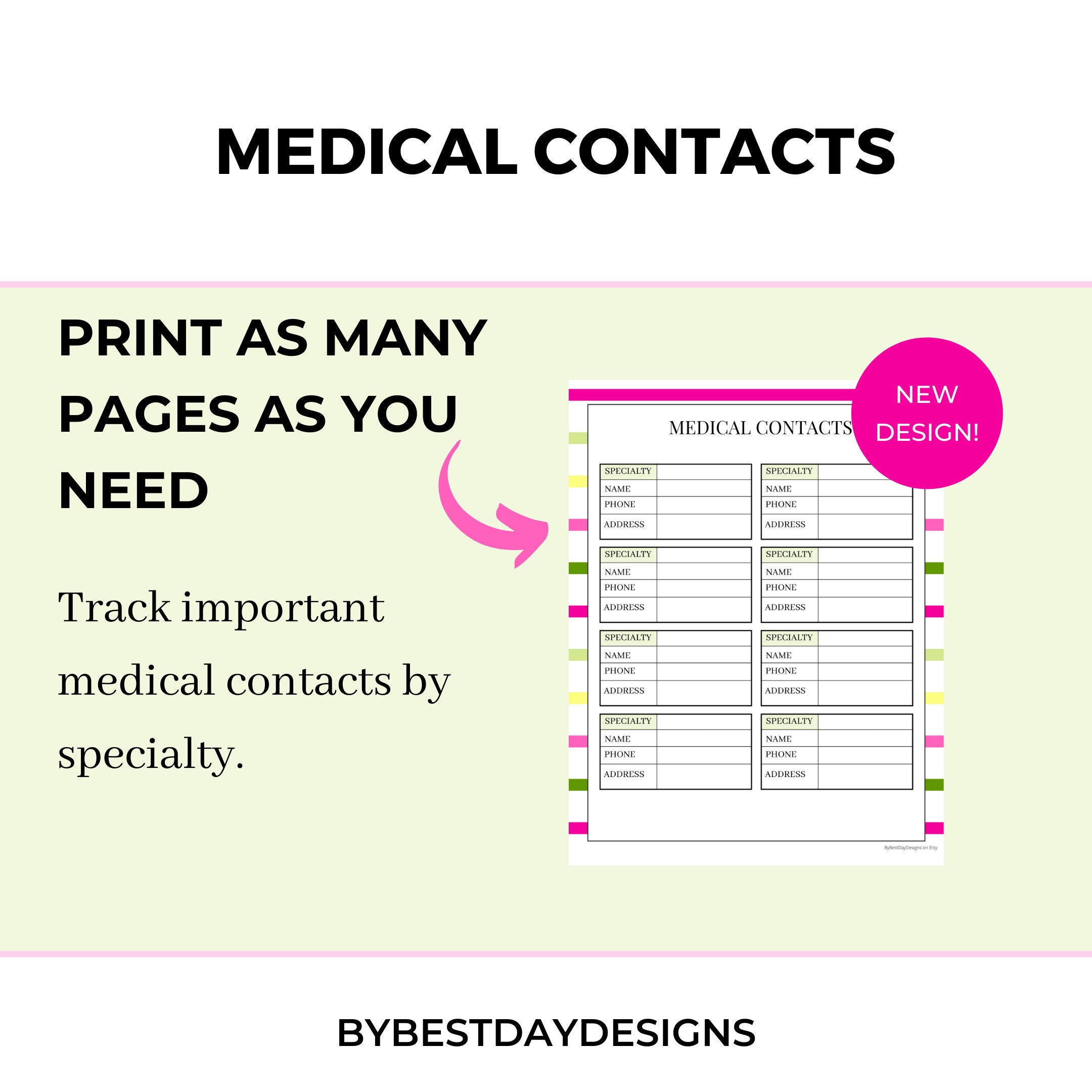 Printable Medical Binder, Printable Health Record Tracking, Medical ...