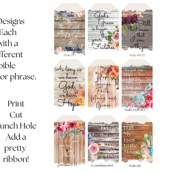 Bible Gift Tags, Bible Verse Gift Tags, Bible Tags, Scripture Bookmark, Bible Journal Tags