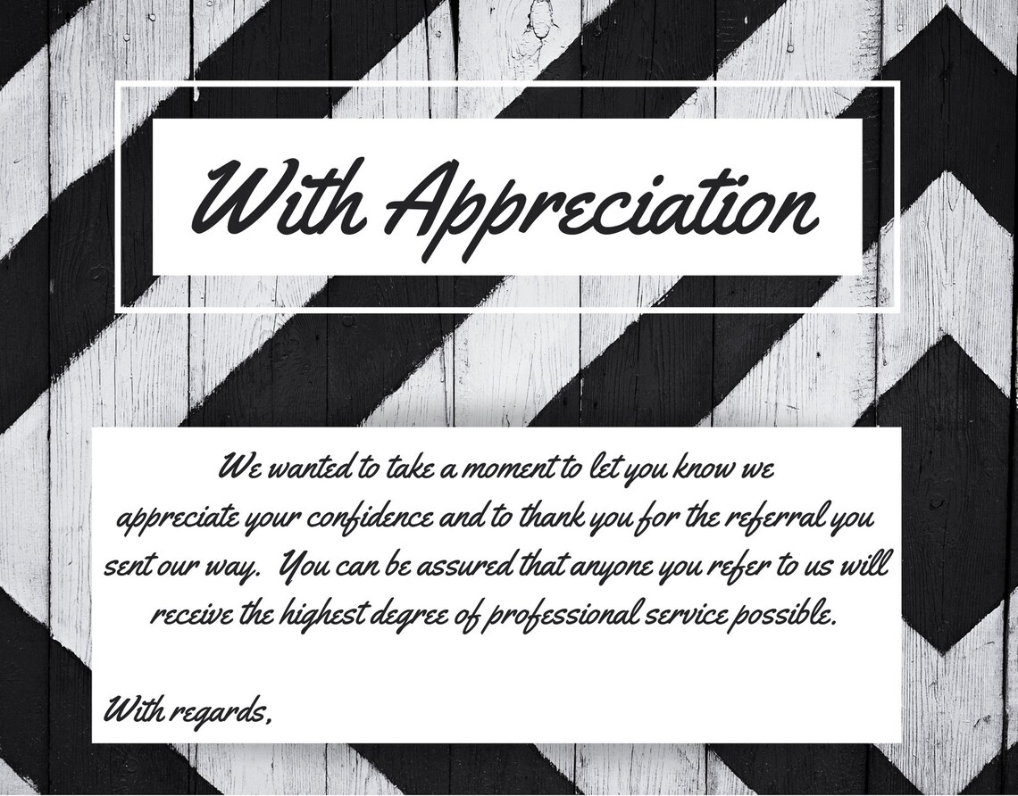 Business Thank You Card Referral Thank You Printable Etsy