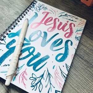 Jesus Loves You Spiral Notebook for Sermon Notes – Faith Lined Journal and Bible Study Gift