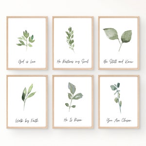 Minimalist Christian Wall Art, Scripture Printable, Botanical Wall Art, Bible Verse Decor