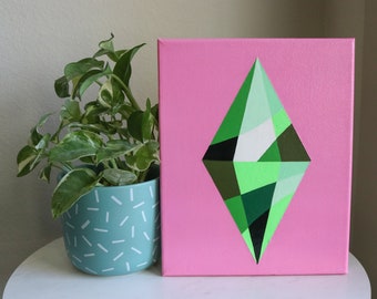 Sims 4 Plumbob Painting on Canvas 8" x 10"