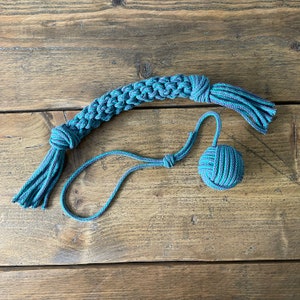 Eco-friendly cotton rope dog tug and ball toy combo, Handmade dog toy, Gifts for dogs, Gifts for puppies, Dog pull toy, Recycled dog toy