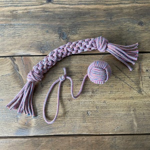 Eco-friendly cotton rope dog tug and ball toy combo, Handmade dog toy, Gifts for dogs, Gifts for puppies, Dog pull toy, Recycled dog toy