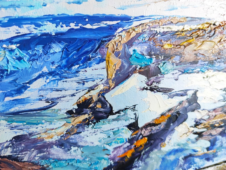 Abstract modern painting Original canvas wall decor Seascape impasto wall art decor