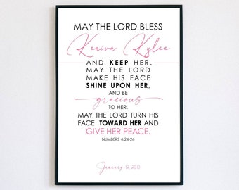 Baby Gift, Christening, Christian Blessing (pink) - DIGITAL DOWNLOAD