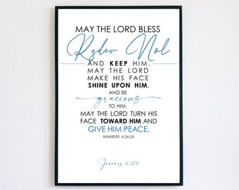 Baby Gift, Christening, Christian Blessing (blue) - DIGITAL DOWNLOAD