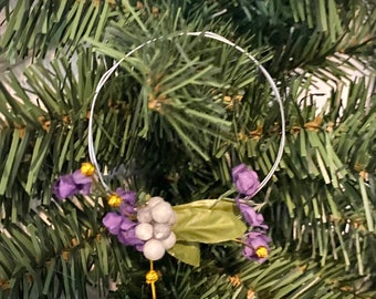 Floral Ornament, Holiday Ornament, Purple Ornaments, Wreath Ornaments, Tree Ornaments, Christmas Ornaments