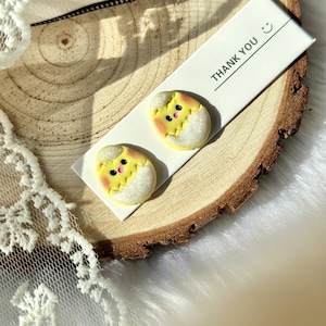 Handmade Easter Chick Stud Earrings | Cute Polymer Clay Easter Jewelry| Easter eggs earrings