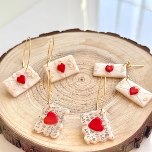 Valentinstag Ohrringe | Liebesbrief Ohrringe | 24k vergoldet | Valentinstag Ohrringe | Valentinstag Geschenk | Geschenk für sie valentine Schmuck