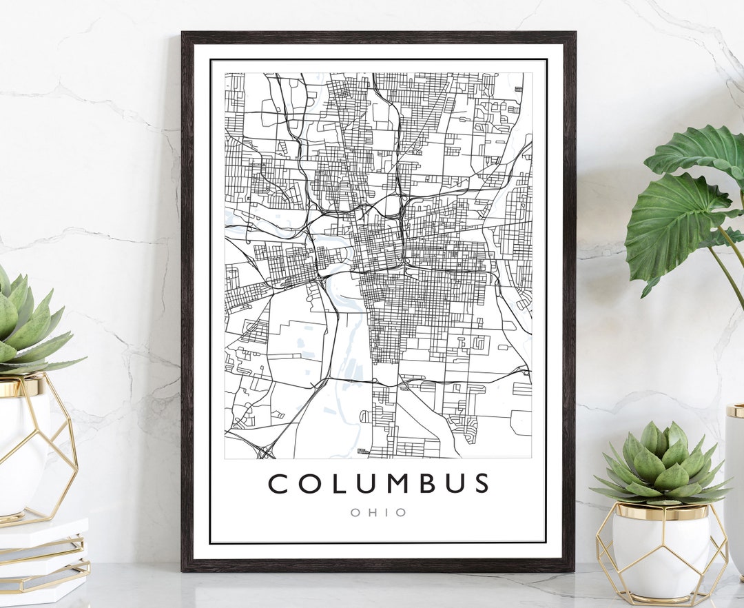 Columbus Ohio City Map, Columbus City Road Map Poster, Ohio City Street ...