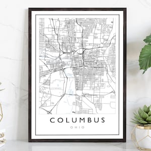 Columbus Ohio City Map, Columbus City Road Map Poster, Ohio City Street Map Print, Modern US City Map, Home Art Decor, Office Wall Art Print