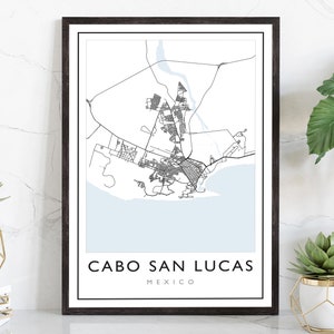 Cabo San Lucas Map, Cabo San Lucas Road Map Poster, C. San Lucas Mexico City Street Map, Modern US City Map, Home Art Decor, Office Wall Art