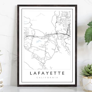 Lafayette California City Map, California Road Map Poster, City Street Map Print, US City Modern City Map, Home Office Wall Decoration