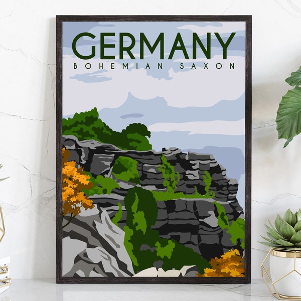 GERMANY retro travel poster, Bohemian Saxon poster wall art print, Home decoration, Country poster print, Home wall art, Office wall decors