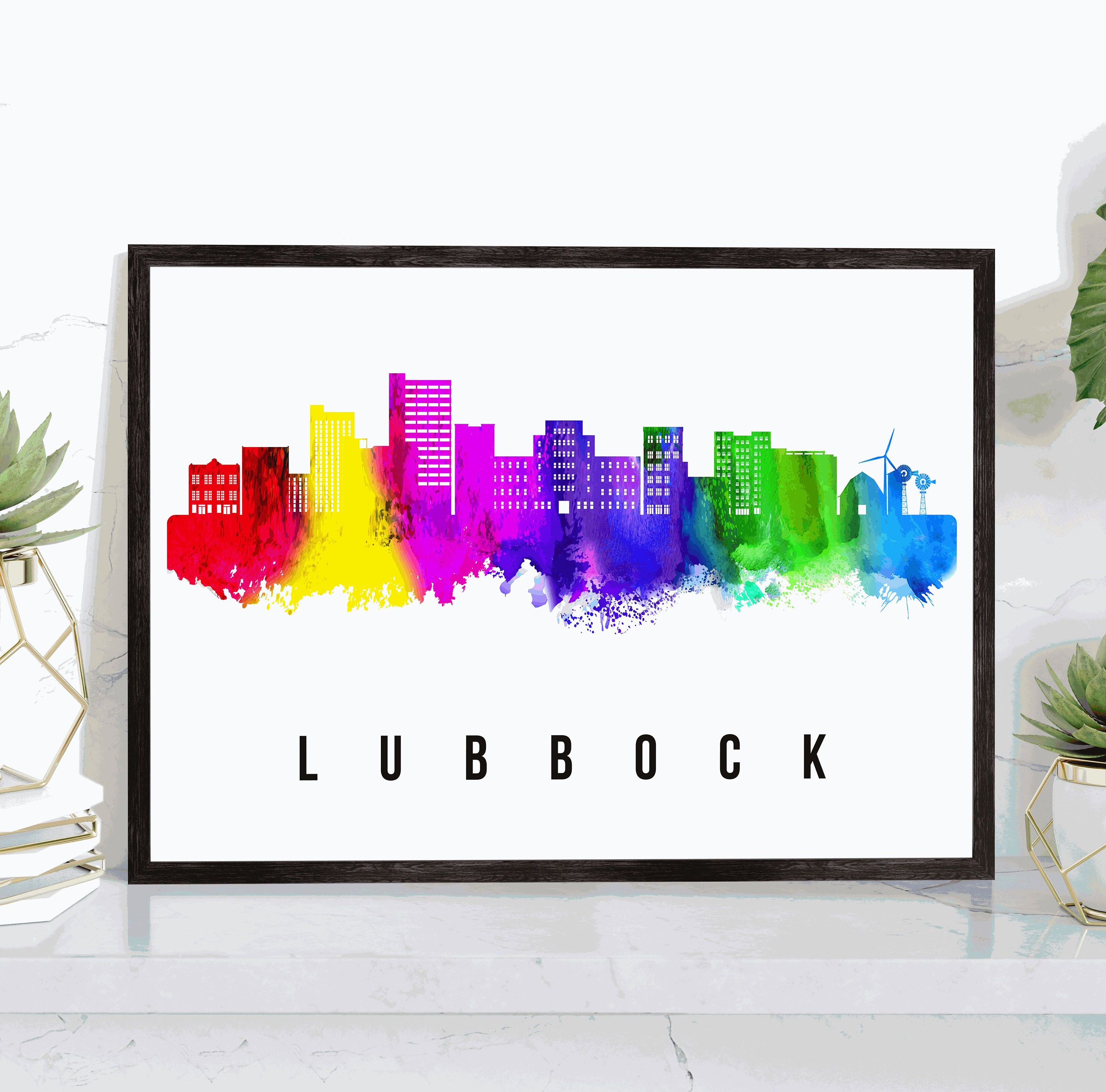 Lubbock Skyline Texas Poster Texas Cityscape Painting