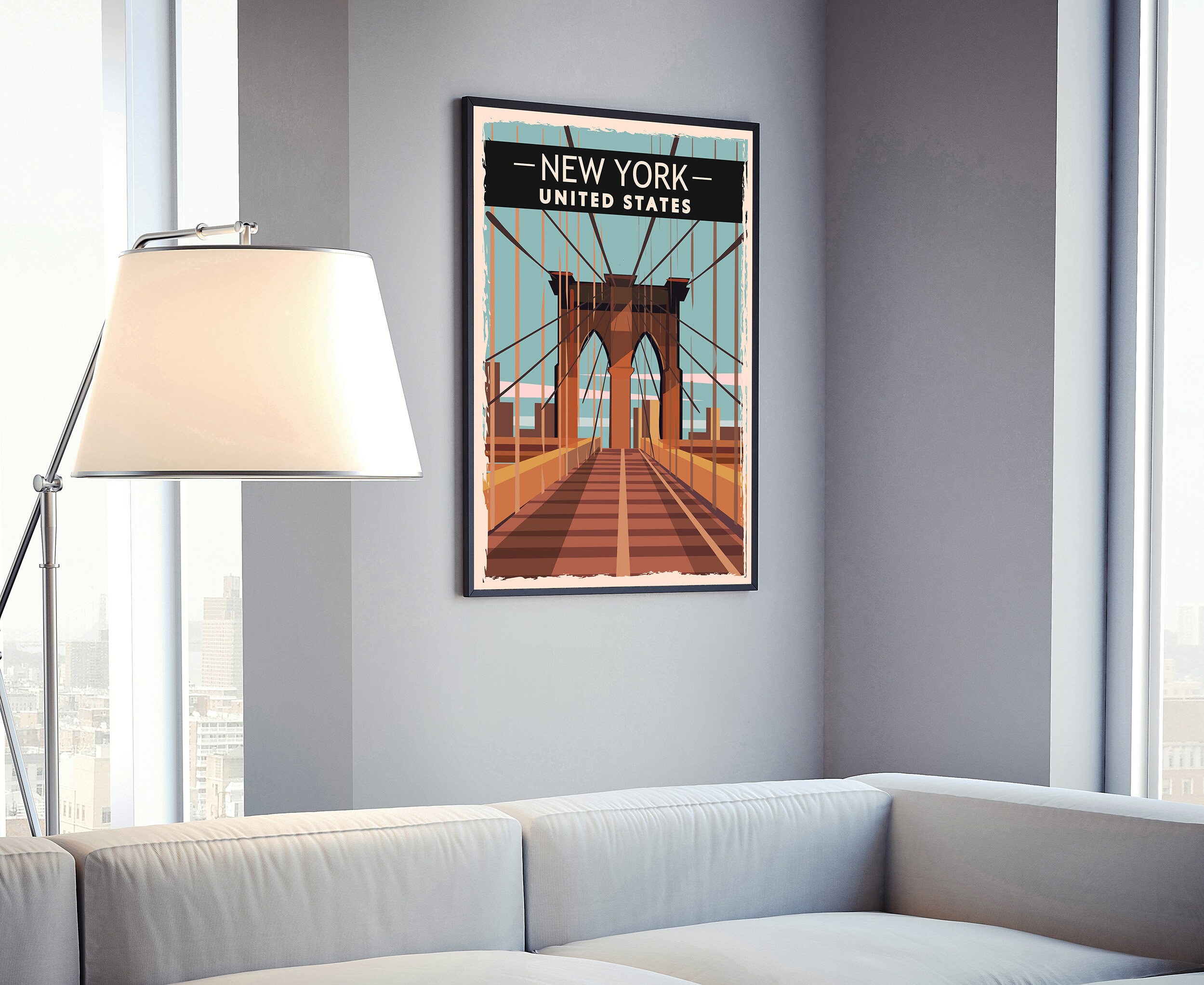 Retro Style Travel Poster, New York Vintage Rustic Poster Print, Home ...