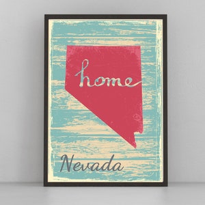 Retro Style Travel Poster, Nevada Vintage State Poster Printing, Home Wall Art, Office Wall  Decor, Poster Prints, Nevada State Map Poster
