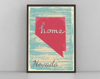 Retro Style Travel Poster, Nevada Vintage State Poster Printing, Home Wall Art, Office Wall  Decor, Poster Prints, Nevada State Map Poster