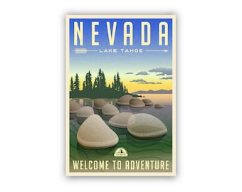 Retro Style Travel Poster, Nevada Vintage Rustic Poster Print, Home Wall Art, Office Wall Decor, Poster Prints, Nevada, State Map Poster