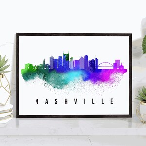 Nashville Tennessee Poster, Nashville Tennessee Cityscape Painting, Tennessee Landmark Print, Home Wall Art, Office Wall Decoration