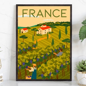 Póster de viaje de Francia, póster de paisaje urbano y monumento de Francia, arte mural, decoración de pared para el hogar y la oficina.