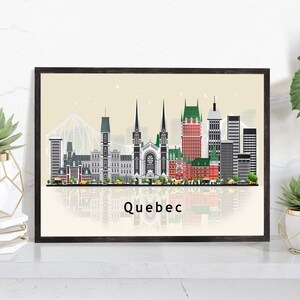 QUEBEC Canada Illustration skyline poster, Modern skyline cityscape poster print, QUEBEC Canada landmark map poster, Home wall decoration