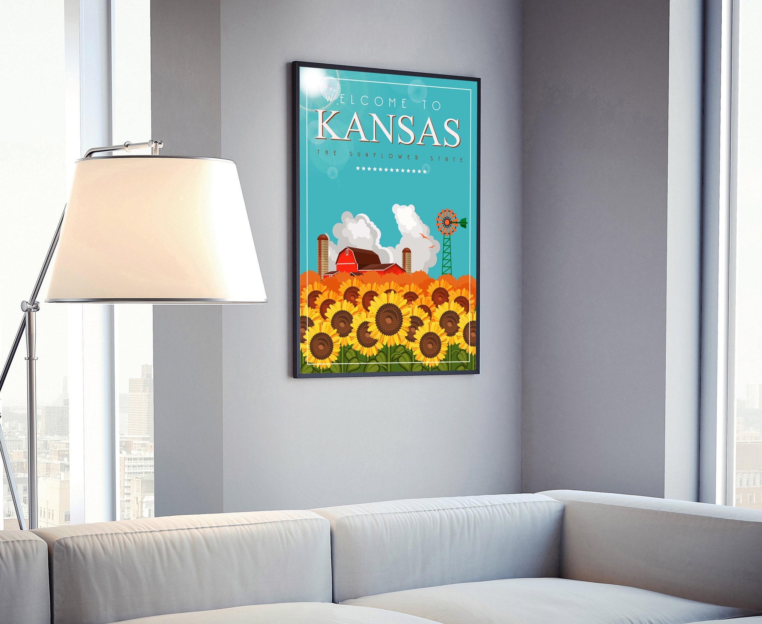 Retro Style Travel Poster Kansas Vintage Rustic Poster Print Etsy