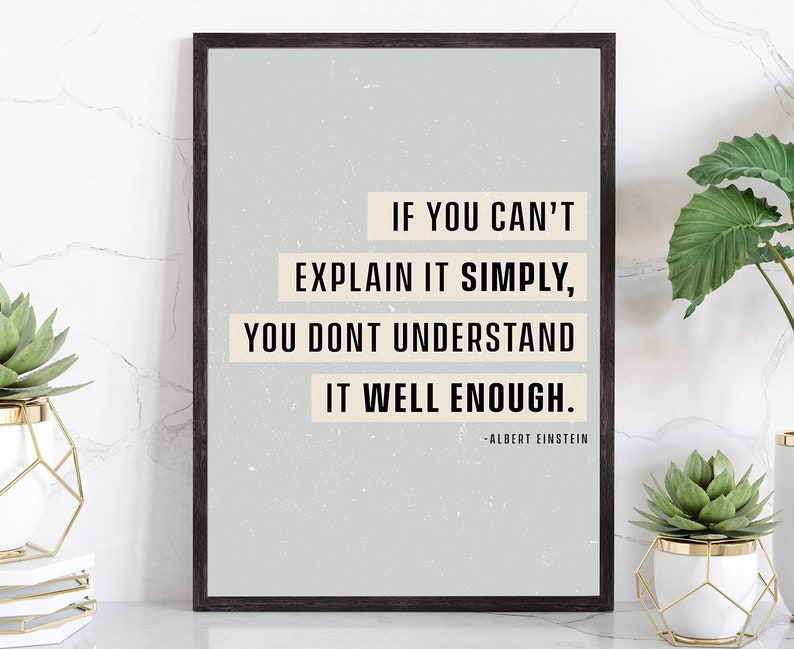 if you can't explain.. Albert Einstein, Quote, Poster printing, Office wall art, School Dorm walls art, Einstein quote, Living room wall art image 1