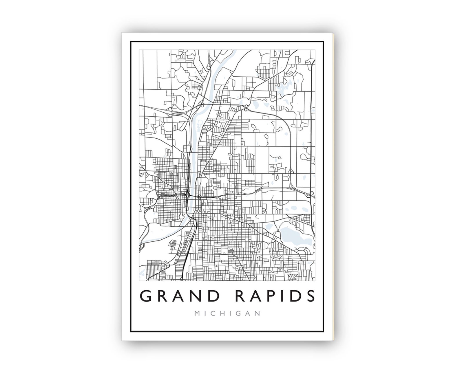 Grand Rapids Michigan City Map Michigan City Road Map Poster Etsy UK