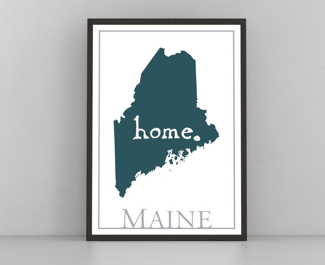 Maine Map Wall Art, Maine Modern Map Poster Print, City Map Wall Decor